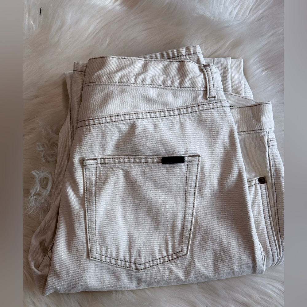 Size 32- Authentic YSL Saint Laurent D31 M/RP-MW Denim In Bone (silver/white)